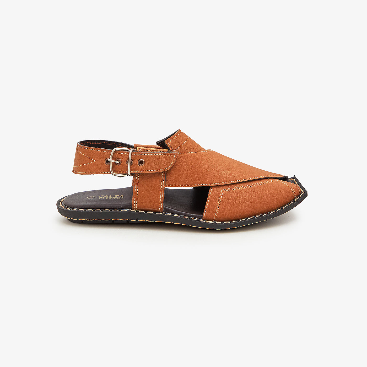 Peshawari Leather Sandals, Imported Tan Brushoff Leather upper, Softy  Leather Lining with Memory Foam footpad for optimum comfort.  Peshawari25-TanBrushoff